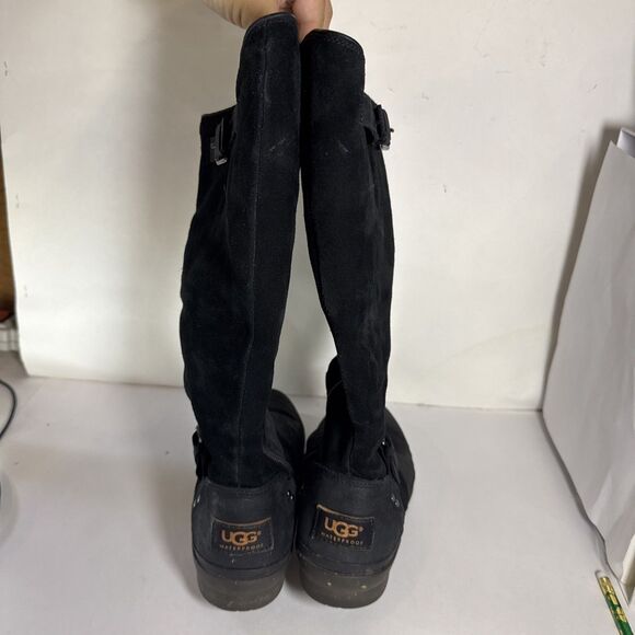 Ugg Thomsen Suede Leather Sheepskin Lined Waterproof Buckled Zip Boots Women Sz7 - Picture 5 of 10